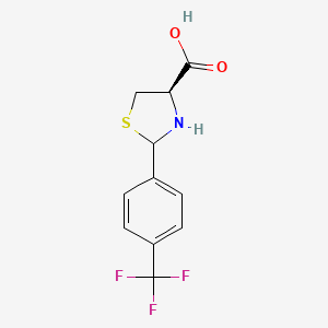 molecular formula C11H10F3NO2S B2477212 Ácido (4R)-2-[4-(trifluorometil)fenil]-1,3-tiazolidin-4-carboxílico CAS No. 295313-71-2