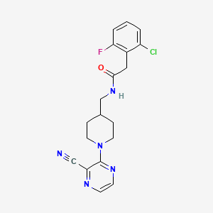 2-(2-chloro-6-fluorophenyl)-N-((1-(3-cyanopyrazin-2-yl)piperidin-4-yl)methyl)acetamide