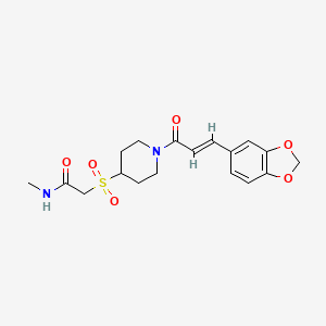 (E)-2-((1-(3-(benzo[d][1,3]dioxol-5-yl)acryloyl)piperidin-4-yl)sulfonyl)-N-methylacetamide