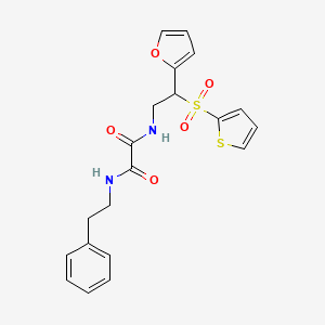 molecular formula C20H20N2O5S2 B2477226 N-[2-(2-furyl)-2-(2-thienylsulfonyl)ethyl]-N'-(2-phenylethyl)ethanediamide CAS No. 896320-16-4