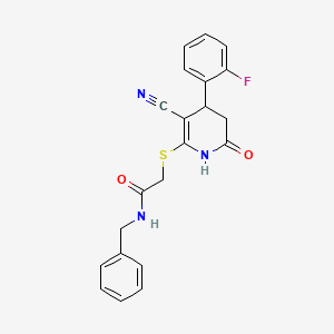 N-benzyl-2-[[5-cyano-4-(2-fluorophenyl)-2-oxo-3,4-dihydro-1H-pyridin-6-yl]sulfanyl]acetamide