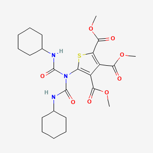 molecular formula C24H33N3O8S B2477232 Trimethyl 5-{bis[(cyclohexylamino)carbonyl]amino}-2,3,4-thiophenetricarboxylate CAS No. 339020-17-6