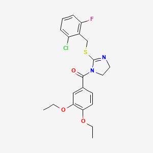 2-{[(2-chloro-6-fluorophenyl)methyl]sulfanyl}-1-(3,4-diethoxybenzoyl)-4,5-dihydro-1H-imidazole