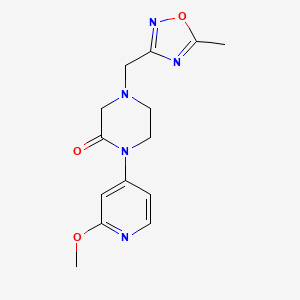 molecular formula C14H17N5O3 B2477255 1-(2-Methoxypyridin-4-yl)-4-[(5-methyl-1,2,4-oxadiazol-3-yl)methyl]piperazin-2-one CAS No. 2380141-61-5