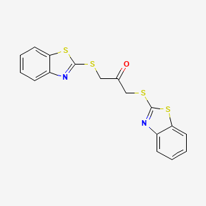 molecular formula C17H12N2OS4 B2477256 1,3-Bis(1,3-benzothiazol-2-ylsulfanyl)propan-2-one CAS No. 101576-68-5
