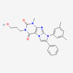 molecular formula C25H25N5O3 B2477264 8-(3,5-dimethylphenyl)-3-(3-hydroxypropyl)-1-methyl-7-phenyl-1H-imidazo[2,1-f]purine-2,4(3H,8H)-dione CAS No. 896293-11-1