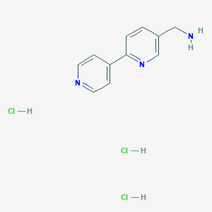 molecular formula C11H14Cl3N3 B2477290 (6-Pyridin-4-ylpyridin-3-yl)methanamine;trihydrochloride CAS No. 2580203-81-0