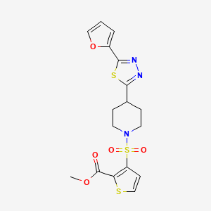 molecular formula C17H17N3O5S3 B2477309 Methyl 3-((4-(5-(furan-2-yl)-1,3,4-thiadiazol-2-yl)piperidin-1-yl)sulfonyl)thiophene-2-carboxylate CAS No. 1226453-40-2