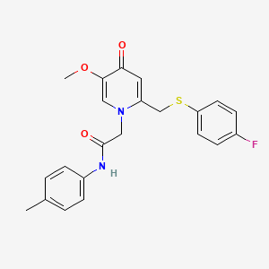 molecular formula C22H21FN2O3S B2477310 2-(2-(((4-fluorophenyl)thio)methyl)-5-methoxy-4-oxopyridin-1(4H)-yl)-N-(p-tolyl)acetamide CAS No. 1005292-23-8