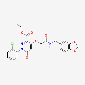 Ethyl 4-(2-((benzo[d][1,3]dioxol-5-ylmethyl)amino)-2-oxoethoxy)-1-(2-chlorophenyl)-6-oxo-1,6-dihydropyridazine-3-carboxylate