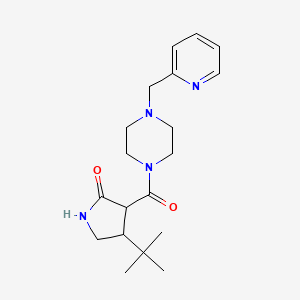 molecular formula C19H28N4O2 B2477330 4-叔丁基-3-{4-[(吡啶-2-基)甲基]哌嗪-1-羰基}吡咯烷-2-酮 CAS No. 2097867-74-6