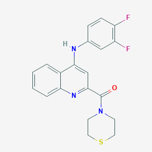 molecular formula C20H17F2N3OS B2477338 (4-((3,4-二氟苯基)氨基)喹啉-2-基)(硫代吗啉)甲酮 CAS No. 1226431-66-8