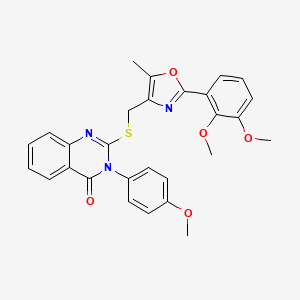 molecular formula C28H25N3O5S B2477349 2-(((2-(2,3-dimethoxyphenyl)-5-methyloxazol-4-yl)methyl)thio)-3-(4-methoxyphenyl)quinazolin-4(3H)-one CAS No. 1114827-52-9