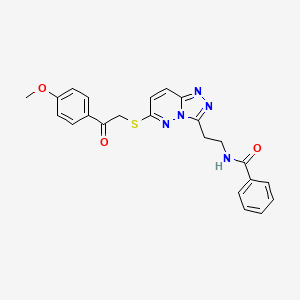 molecular formula C23H21N5O3S B2477367 N-(2-(6-((2-(4-甲氧苯基)-2-氧代乙基)硫代)-[1,2,4]三唑并[4,3-b]哒嗪-3-基)乙基)苯甲酰胺 CAS No. 872994-53-1