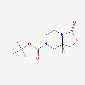 molecular formula C11H18N2O4 B2477371 (S)-tert-Butyl 3-oxotetrahydro-1H-oxazolo[3,4-a]pyrazine-7(3H)-carboxylate CAS No. 958635-18-2