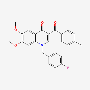 1-[(4-Fluorophenyl)methyl]-6,7-dimethoxy-3-(4-methylbenzoyl)quinolin-4-one