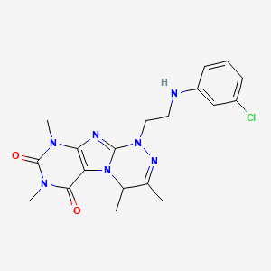 molecular formula C19H22ClN7O2 B2477374 1-(2-((3-chlorophenyl)amino)ethyl)-3,4,7,9-tetramethyl-7,9-dihydro-[1,2,4]triazino[3,4-f]purine-6,8(1H,4H)-dione CAS No. 923167-78-6