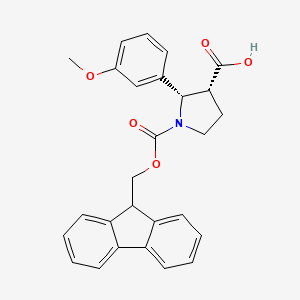 molecular formula C27H25NO5 B2477377 (2S,3R)-1-(9H-Fluoren-9-ylmethoxycarbonyl)-2-(3-methoxyphenyl)pyrrolidine-3-carboxylic acid CAS No. 2138388-57-3