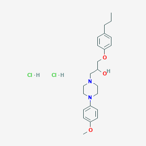 molecular formula C23H34Cl2N2O3 B2477383 1-(4-(4-甲氧基苯基)哌嗪-1-基)-3-(4-丙基苯氧基)丙烷-2-醇二盐酸盐 CAS No. 1177612-05-3