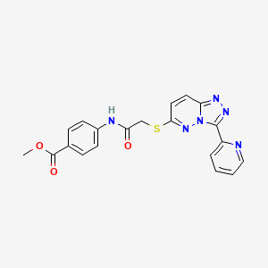 molecular formula C20H16N6O3S B2477394 Methyl 4-(2-((3-(pyridin-2-yl)-[1,2,4]triazolo[4,3-b]pyridazin-6-yl)thio)acetamido)benzoate CAS No. 868967-72-0