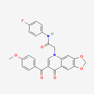 N-(4-fluorophenyl)-2-[7-(4-methoxybenzoyl)-8-oxo-[1,3]dioxolo[4,5-g]quinolin-5-yl]acetamide
