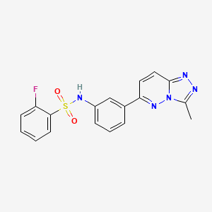 molecular formula C18H14FN5O2S B2477411 2-fluoro-N-(3-(3-methyl-[1,2,4]triazolo[4,3-b]pyridazin-6-yl)phenyl)benzenesulfonamide CAS No. 894987-92-9