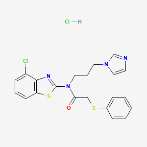 molecular formula C21H20Cl2N4OS2 B2477414 N-(3-(1H-imidazol-1-yl)propyl)-N-(4-chlorobenzo[d]thiazol-2-yl)-2-(phenylthio)acetamide hydrochloride CAS No. 1329886-83-0