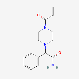 molecular formula C15H19N3O2 B2477416 2-Phenyl-2-(4-prop-2-enoylpiperazin-1-yl)acetamide CAS No. 2175279-59-9