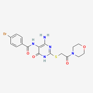 molecular formula C17H18BrN5O4S B2477419 N-(4-amino-2-((2-morpholino-2-oxoethyl)thio)-6-oxo-1,6-dihydropyrimidin-5-yl)-4-bromobenzamide CAS No. 888430-77-1