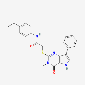 molecular formula C24H24N4O2S B2477432 2-[(3-methyl-4-oxo-7-phenyl-4,5-dihydro-3H-pyrrolo[3,2-d]pyrimidin-2-yl)sulfanyl]-N-[4-(propan-2-yl)phenyl]acetamide CAS No. 1260633-06-4