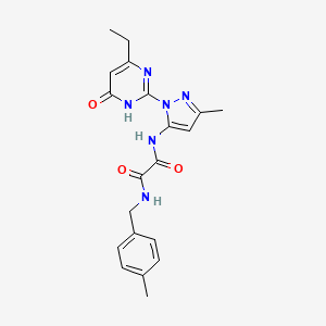 molecular formula C20H22N6O3 B2477437 N1-(1-(4-ethyl-6-oxo-1,6-dihydropyrimidin-2-yl)-3-methyl-1H-pyrazol-5-yl)-N2-(4-methylbenzyl)oxalamide CAS No. 1013889-43-4