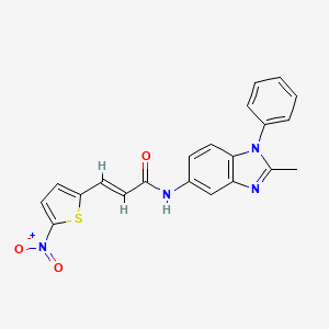 molecular formula C21H16N4O3S B2477442 (E)-N-(2-methyl-1-phenylbenzimidazol-5-yl)-3-(5-nitrothiophen-2-yl)prop-2-enamide CAS No. 327971-85-7