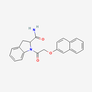 molecular formula C21H18N2O3 B2477456 1-(2-(ナフタレン-2-イルオキシ)アセチル)インドリン-2-カルボキサミド CAS No. 1097624-71-9