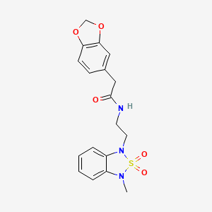 2-(benzo[d][1,3]dioxol-5-yl)-N-(2-(3-methyl-2,2-dioxidobenzo[c][1,2,5]thiadiazol-1(3H)-yl)ethyl)acetamide