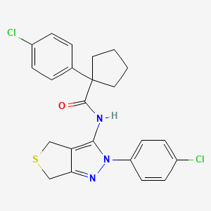 molecular formula C23H21Cl2N3OS B2477476 1-(4-chlorophenyl)-N-(2-(4-chlorophenyl)-4,6-dihydro-2H-thieno[3,4-c]pyrazol-3-yl)cyclopentanecarboxamide CAS No. 450341-31-8