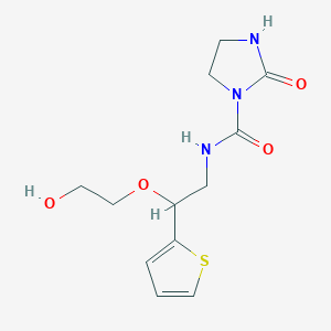 molecular formula C12H17N3O4S B2477479 N-(2-(2-hydroxyethoxy)-2-(thiophen-2-yl)ethyl)-2-oxoimidazolidine-1-carboxamide CAS No. 2034565-20-1