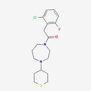 molecular formula C18H24ClFN2OS B2477483 2-(2-Chloro-6-fluorophenyl)-1-[4-(thian-4-yl)-1,4-diazepan-1-yl]ethanone CAS No. 2379978-73-9