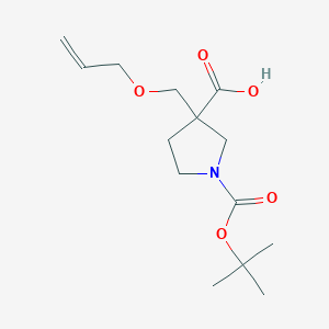 molecular formula C14H23NO5 B2477484 1-[(2-Methylpropan-2-yl)oxycarbonyl]-3-(prop-2-enoxymethyl)pyrrolidine-3-carboxylic acid CAS No. 2149185-87-3