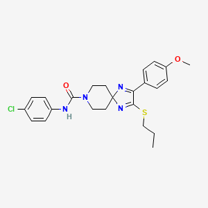 molecular formula C24H27ClN4O2S B2477490 N-(4-chlorophenyl)-2-(4-methoxyphenyl)-3-(propylthio)-1,4,8-triazaspiro[4.5]deca-1,3-diene-8-carboxamide CAS No. 894879-25-5
