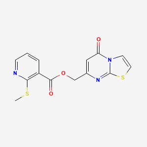 molecular formula C14H11N3O3S2 B2477492 (5-Oxo-[1,3]thiazolo[3,2-a]pyrimidin-7-yl)methyl 2-methylsulfanylpyridine-3-carboxylate CAS No. 876550-64-0