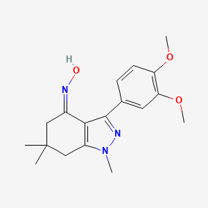 molecular formula C18H23N3O3 B2477496 (NZ)-N-[3-(3,4-二甲氧基苯基)-1,6,6-三甲基-5,7-二氢吲唑-4-亚甲基]羟胺 CAS No. 341504-26-5