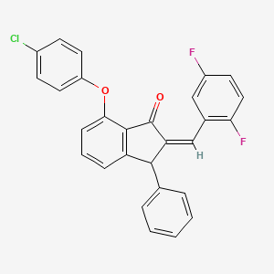 molecular formula C28H17ClF2O2 B2477497 7-(4-Chlorophenoxy)-2-[(2,5-difluorophenyl)methylene]-3-phenyl-1-indanone CAS No. 337921-33-2
