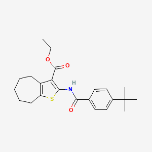 molecular formula C23H29NO3S B2477504 2-(4-(叔丁基)苯甲酰胺)-5,6,7,8-四氢-4H-环庚并[b]噻吩-3-羧酸乙酯 CAS No. 477504-64-6