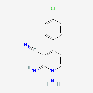 molecular formula C12H9ClN4 B2477511 1-Amino-4-(4-chlorophenyl)-2-imino-1,2-dihydro-3-pyridinecarbonitrile CAS No. 358366-87-7