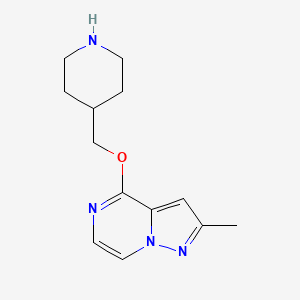 molecular formula C13H18N4O B2477519 4-[({2-Methylpyrazolo[1,5-a]pyrazin-4-yl}oxy)methyl]piperidine CAS No. 1982984-21-3
