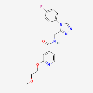 molecular formula C18H18FN5O3 B2477520 N-((4-(4-fluorophenyl)-4H-1,2,4-triazol-3-yl)methyl)-2-(2-methoxyethoxy)isonicotinamide CAS No. 2034294-85-2