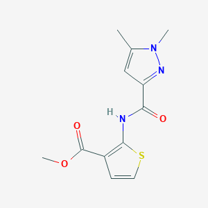 molecular formula C12H13N3O3S B2477523 methyl 2-(1,5-dimethyl-1H-pyrazole-3-carboxamido)thiophene-3-carboxylate CAS No. 1013794-88-1