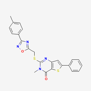 molecular formula C23H18N4O2S2 B2477526 N-[2-methyl-5-(3-{4-[(2-thienylsulfonyl)amino]phenyl}-1,2,4-oxadiazol-5-yl)phenyl]acetamide CAS No. 1105214-74-1