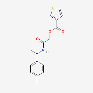 molecular formula C16H17NO3S B2477535 2-Oxo-2-((1-(p-tolyl)ethyl)amino)ethyl thiophene-3-carboxylate CAS No. 1794909-93-5