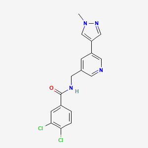 3,4-dichloro-N-((5-(1-methyl-1H-pyrazol-4-yl)pyridin-3-yl)methyl)benzamide